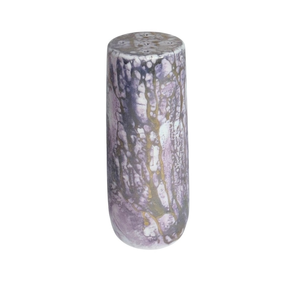 Handmade Purple and Gold Marbled Ceramic Salt or Pepper Shaker 4 Inch